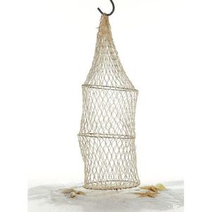 Decoratie visnet/vissers fuik met 3 ringen 16 x 48 cm