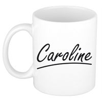 Naam cadeau mok / beker Caroline met sierlijke letters 300 ml - thumbnail