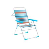 Marbueno Vouwstoel 5 Posities Aluminium Oranje en Blauwe Strepen Strand 59x61x97 cm