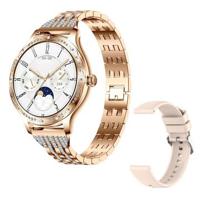 AK60 Staalband + Silicone Strap Vrouwen Smart Watch Gezondheid Controle Bluetooth Bellen Smart Armband - Gold - thumbnail