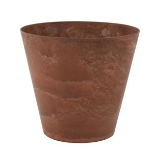 Plantenpot/bloempot in een natuursteen look Dia 27 cm en Hoogte 24 cm dark terra cotta