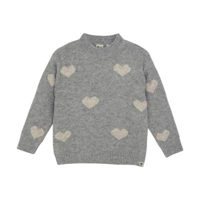 Daily7 winter sweater meisjes - grijs - hart/gebreid