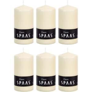 Spaas Cilinderkaars/stompkaars - ivoorwit - 6x - 6 x 10 cm - 25 branduren