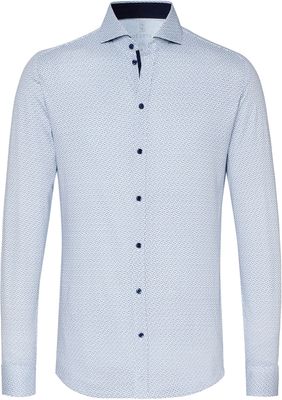 Desoto Heren Overhemd Blauw Unieke Print Cutaway Jersey Slim Fit