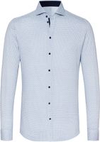 Desoto Heren Overhemd Blauw Unieke Print Cutaway Jersey Slim Fit - thumbnail