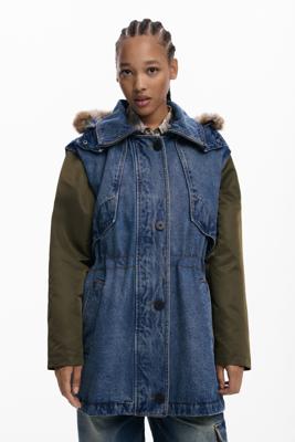Parka gecombineerd met bont - BLUE - S