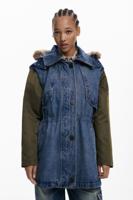 Parka gecombineerd met bont - BLUE - S