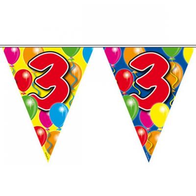 Leeftijd vlaggenlijn - 3 jaar - 10 meter - verjaardag versiering - vlaggetjes