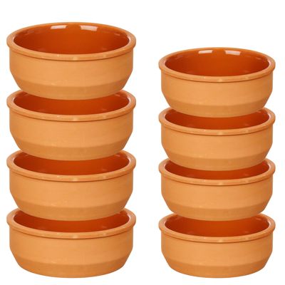 Set 12x tapas/creme brulee schaaltjes - terra/bruin - 6x 8 cm/6x 12 cm