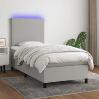 Boxspring met matras en LED stof lichtgrijs 80x200 cm