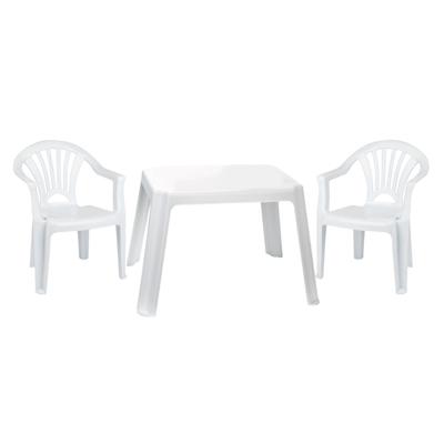 Tuinstoelen en tafel set - voor kinderen - kunststof - wit - 2x stoelen - buiten