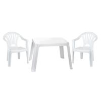 Tuinstoelen en tafel set - voor kinderen - kunststof - wit - 2x stoelen - buiten