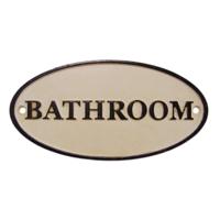 A CAST IRON "BATHROOM" PLAQUE
