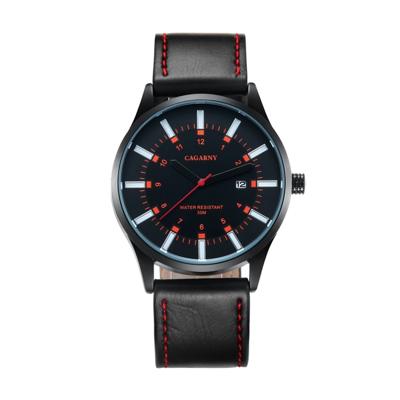 CAGARNY 6866 Fashion Dual Quartz beweging polshorloge met lederen Band (oranje nummer)