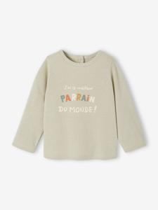 T-shirt baby peetvader / peetmoeder met drukknoopjes op de rug groengrijs
