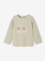 T-shirt baby peetvader / peetmoeder met drukknoopjes op de rug groengrijs