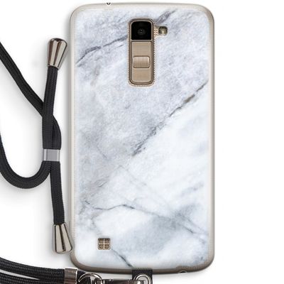 Witte marmer: LG K10 (2016) Transparant Hoesje met koord