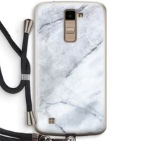 Witte marmer: LG K10 (2016) Transparant Hoesje met koord