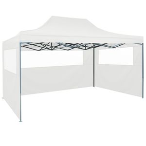 VidaXL Partytent met 3 zijwanden inklapbaar 3x4,5 m wit
