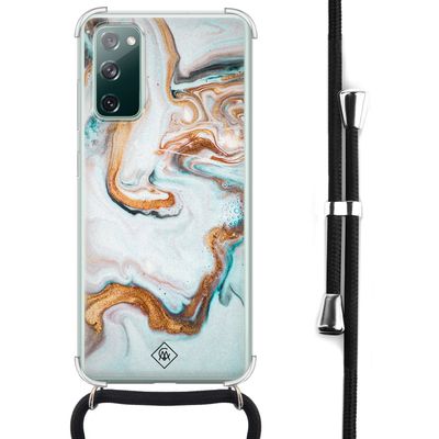 Samsung Galaxy S20 FE hoesje met koord - Marmer blauw goud
