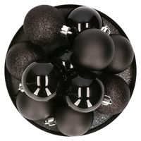 10x stuks kunststof kerstballen zwart 6 cm   -