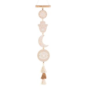 Handgemaakte Terracotta Muurhanger Hamsa, Maan, Boze Oog en Mandala
