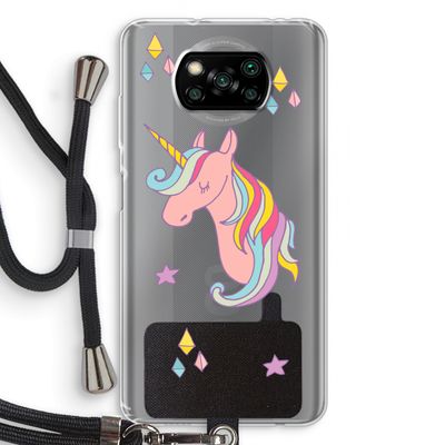 Roze eenhoorn: Xiaomi Poco X3 Pro Transparant Hoesje met koord