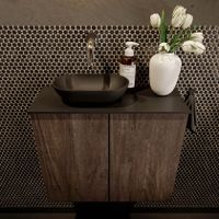 Mondiaz Fowy toiletmeubel 60cm dark brown met blad en waskom urban links zonder kraangat
