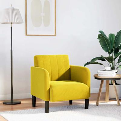 Fauteuil met armleuningen 54 cm fluweel geel