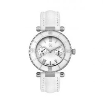 Guess horlogeband I15018L1 Leder Wit + wit stiksel