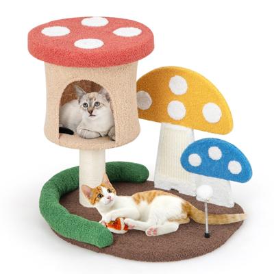 Krabpaal in Paddenstoellook Kattenboom met Kattenhol Sisal-Krabplank en Speelbal voor Kitten voor Woonkamer en Slaapkamer