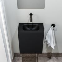 Zaro Polly toiletmeubel 40cm mat zwart met zwarte wastafel zonder kraangat - thumbnail