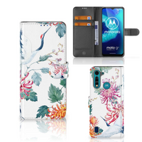 Motorola G8 Power Lite Telefoonhoesje met Pasjes Bird Flowers - thumbnail