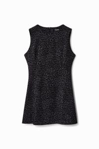 Korte slim fit jurk met dierenprint - BLACK - L