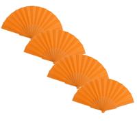 Spaanse Handwaaier - 4x - oranje - 23 x 43 cm - Verkoeling waaiers voor zomerse themperatuur