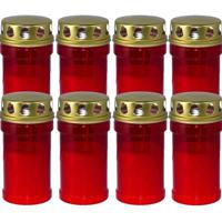 Trend Candles grafkaars - 8x - gedenklicht met deksel - rood - 7 x 14 cm - 2,5 dag - Gedenkkaars