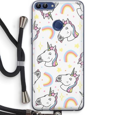Rainbow Unicorn: Huawei P Smart (2018) Transparant Hoesje met koord