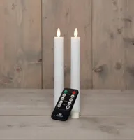 Anna&apos;s Collection LED dinerkaars flame effect ribbel 23 cm wit 2 stuks