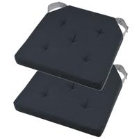 Stof Textile stoelkussen DUO - 2x - antraciet - 38 x 38 x 4 cm - klittenband sluiting