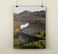 Rijdende trein realistische fotoposter Rijdende trein realistische fotoposter