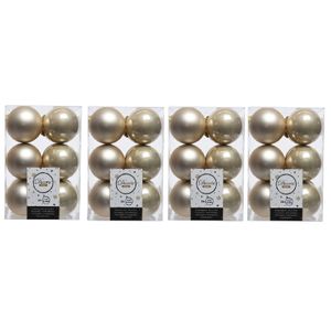 48x Kunststof kerstballen glanzend/mat licht parel/champagne 6 cm kerstboom versiering/decoratie   -