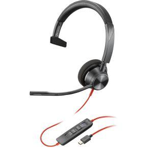 POLY Blackwire 3310 Monaural Microsoft Teams Certified USB-C Headset + USB-C/A adapter