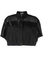 Brunello Cucinelli chemise crop à ornements en sequins - Noir