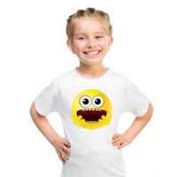Emoticon geschrokken t-shirt wit kinderen XL (158-164)  -