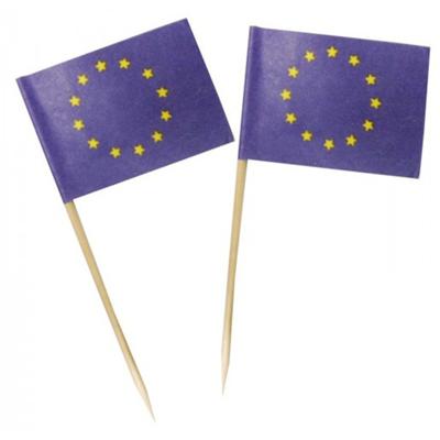 Cocktailprikkers Europa - 50x st - 3.5 x 5 cm - grote vlaggetjes - Landen vlaggen thema