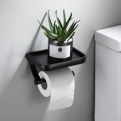 SmartHold Luxe - Aluminium Toiletrolhouder met Telefoonplankje