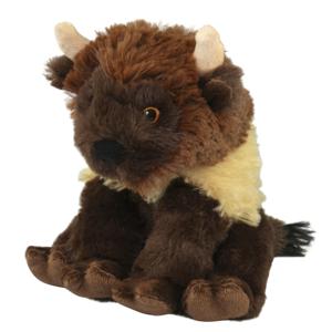 Knuffeldier Bizon - zachte pluche stof - bruin - kwaliteit knuffels - 14 cm