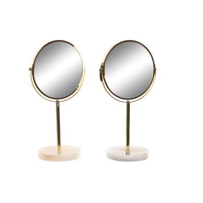 Spiegel DKD Home Decor 18 x 13 x 35 cm Grijs Beige Gouden Metaal Wit Hars Lichtgrijs (2 Stuks)