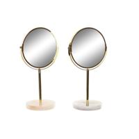 Spiegel DKD Home Decor 18 x 13 x 35 cm Grijs Beige Gouden Metaal Wit Hars Lichtgrijs (2 Stuks)