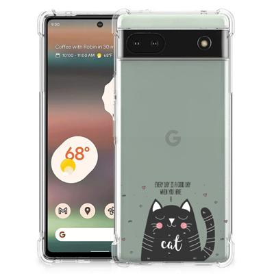 Google Pixel 6A Stevig | Bumper Hoesje | Cat Good Day Google Pixel 6A Stevig | Bumper Hoesje | Cat Good Day